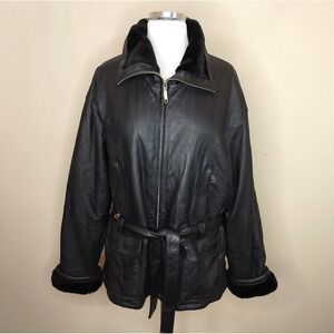 The Connection New York Leather Coat Faux Fur Fully Lined